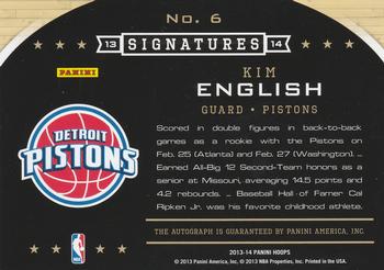 2013-14 Hoops - Signatures #6 Kim English Back