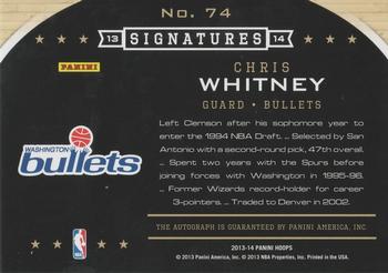 2013-14 Hoops - Signatures #74 Chris Whitney Back