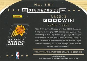 2013-14 Hoops - Signatures #181 Archie Goodwin Back