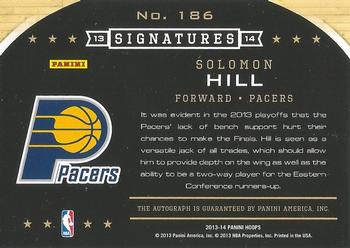 2013-14 Hoops - Signatures #186 Solomon Hill Back