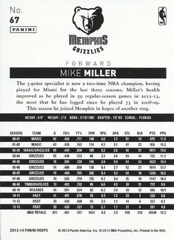 2013-14 Hoops - Blue #67 Mike Miller Back