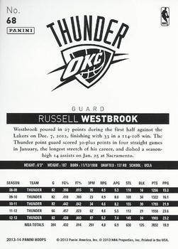 2013-14 Hoops - Blue #68 Russell Westbrook Back