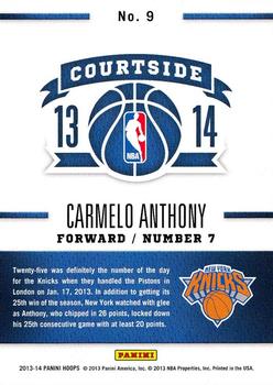 2013-14 Hoops - Courtside #9 Carmelo Anthony Back