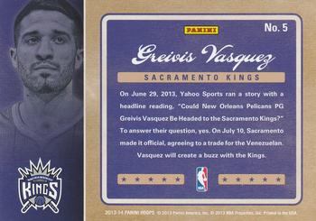 2013-14 Hoops - Dreams #5 Greivis Vasquez Back