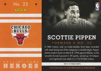 2013-14 Hoops - Hall of Fame Heroes #22 Scottie Pippen Back