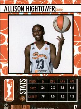 2013 Rittenhouse WNBA #17 Allison Hightower Back