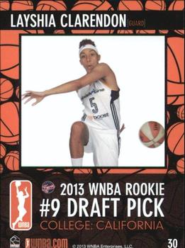 2013 Rittenhouse WNBA #30 Layshia Clarendon Back