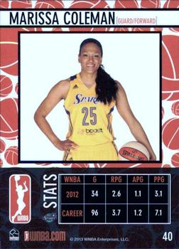 2013 Rittenhouse WNBA #40 Marissa Coleman Back
