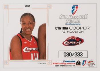 2006 Rittenhouse WNBA - All-Decade Team #DC04 Cynthia Cooper Back