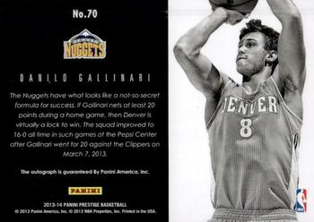 2013-14 Panini Prestige - Bonus Shots Autographs Red #70 Danilo Gallinari Back
