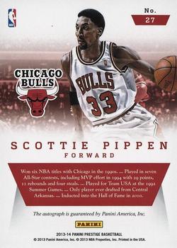 2013-14 Panini Prestige - Distinctive Ink #27 Scottie Pippen Back