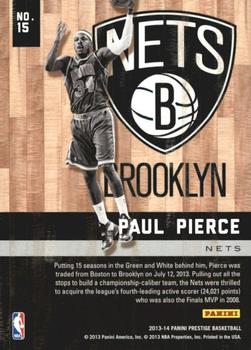 2013-14 Panini Prestige - Hardcourt Heroes #15 Paul Pierce Back