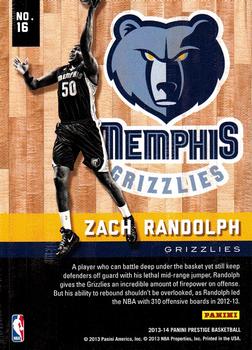 2013-14 Panini Prestige - Hardcourt Heroes #16 Zach Randolph Back