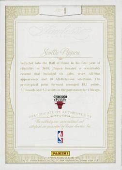 2012-13 Panini Flawless - Greats Dual Patches Autographs Emerald #9 Scottie Pippen Back