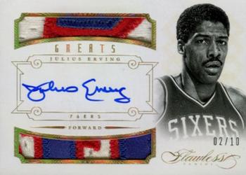 2012-13 Panini Flawless - Greats Dual Patches Autographs Gold #3 Julius Erving Front