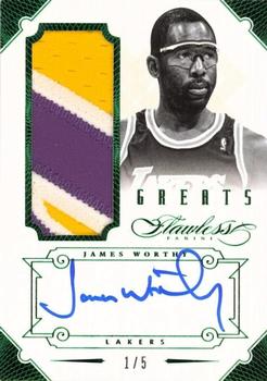 2012-13 Panini Flawless - Greats Patches Autographs Emerald #23 James Worthy Front