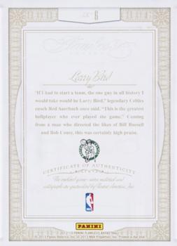 2012-13 Panini Flawless - Greats Patches Autographs Gold #6 Larry Bird Back