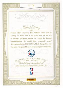 2012-13 Panini Flawless - Greats Patches Autographs Gold #14 Julius Erving Back