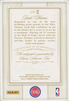 2012-13 Panini Flawless - Hall of Fame Autographs #12 Isiah Thomas Back
