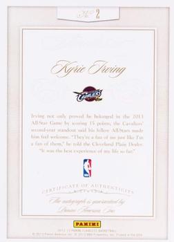2012-13 Panini Flawless - Rookie Autographs #2 Kyrie Irving Back