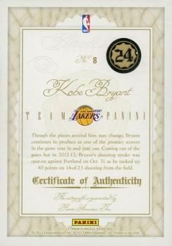 2012-13 Panini Flawless - Team Panini Autographs #8 Kobe Bryant Back