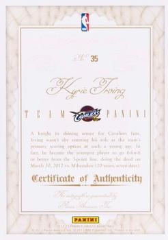 2012-13 Panini Flawless - Team Panini Autographs Emerald #35 Kyrie Irving Back