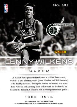2013-14 Panini Prestige - Prestigious Pioneers #20 Lenny Wilkens Back