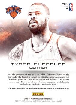 2013-14 Panini Prestige - Stars of the NBA #3 Tyson Chandler Back