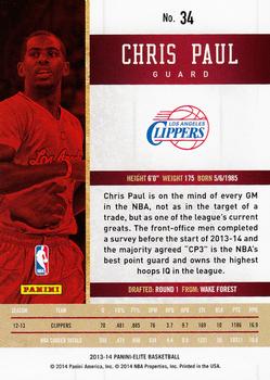 2013-14 Panini Elite #34 Chris Paul Back