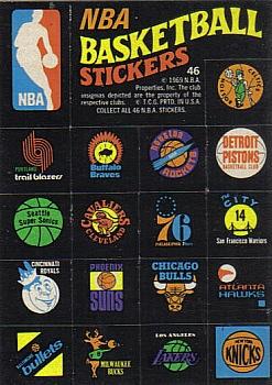 1971-72 Topps - Trios Stickers #46 NBA Team Logos Front