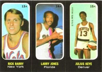 1971-72 Topps - Trios Stickers #13A-14A-15A Rick Barry / Larry Jones / Julius Keye Front