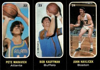 1971-72 Topps - Trios Stickers #22-23-24 Pete Maravich / Bob Kauffman / John Havlicek Front