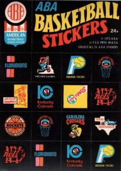 1971-72 Topps - Trios Stickers #24a ABA Team Logos Front