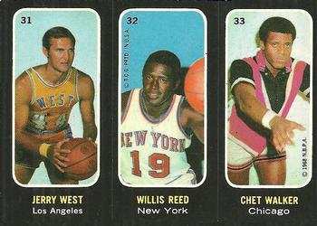 1971-72 Topps - Trios Stickers #31-32-33 Jerry West / Willis Reed / Chet Walker Front