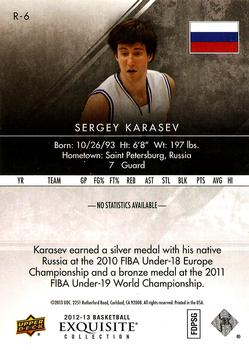 2012-13 Upper Deck Exquisite - 2013-14 Rookies #R6 Sergey Karasev Back
