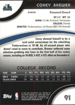 2007-08 Finest - Refractors #91 Corey Brewer Back