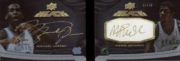 2012-13 Upper Deck Exquisite - UD Black Leather Autographs Dual #L-JJ Michael Jordan / Magic Johnson Front