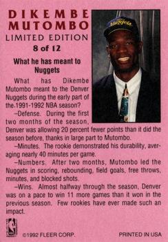 1991-92 Fleer - Dikembe Mutombo Limited Edition #8 Dikembe Mutombo Back