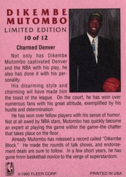 1991-92 Fleer - Dikembe Mutombo Limited Edition #10 Dikembe Mutombo Back