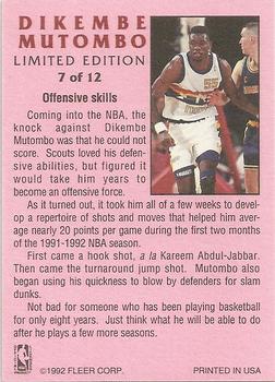 1991-92 Fleer - Dikembe Mutombo Limited Edition #7 Dikembe Mutombo Back
