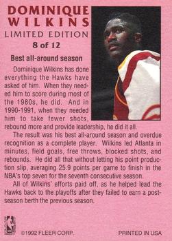 1991-92 Fleer - Dominique Wilkins Limited Edition #8 Dominique Wilkins Back