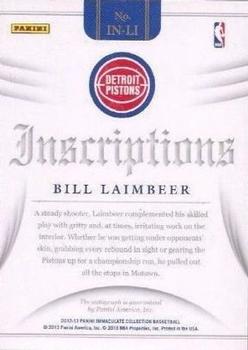 2012-13 Panini Immaculate Collection - Inscriptions #IN-LI Bill Laimbeer Back