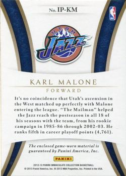 2012-13 Panini Immaculate Collection - Logo Patches #IP-KM Karl Malone Back