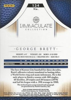 2012-13 Panini Immaculate Collection - Rookie Autographed Patches Sports Variations #134 George Brett Back