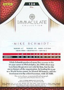 2012-13 Panini Immaculate Collection - Rookie Autographed Patches Sports Variations #134 Mike Schmidt Back