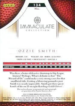 2012-13 Panini Immaculate Collection - Rookie Autographed Patches Sports Variations #134 Ozzie Smith Back