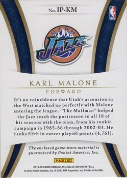 2012-13 Panini Immaculate Collection - Numbers Patches #IP-KM Karl Malone Back