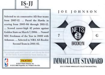 2012-13 Panini Immaculate Collection - Immaculate Standard #IS-JJ Joe Johnson Back