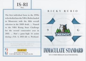 2012-13 Panini Immaculate Collection - Immaculate Standard #IS-RI Ricky Rubio Back
