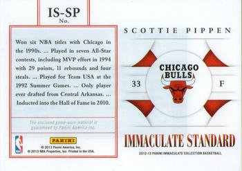 2012-13 Panini Immaculate Collection - Immaculate Standard #IS-SP Scottie Pippen Back